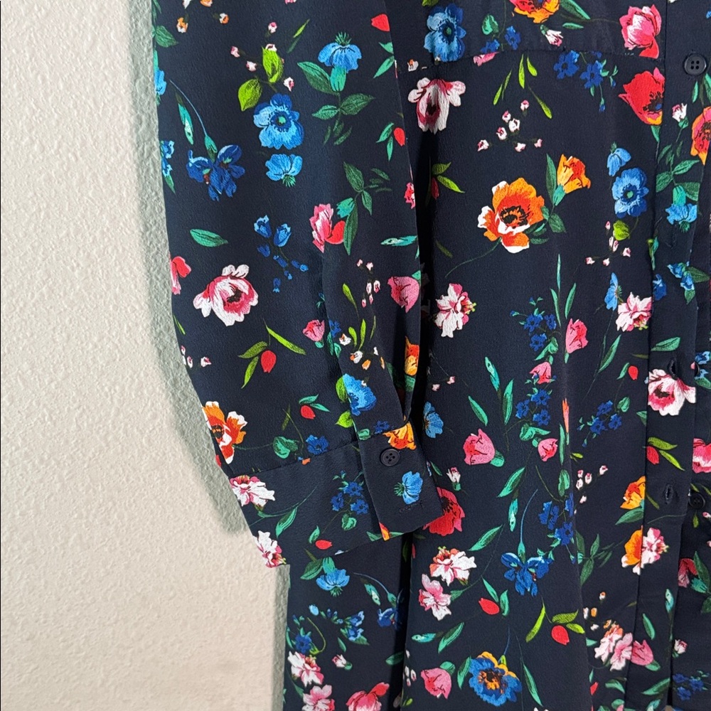 Zara Floral Midi Dress - Black with Multicolor Flowers - Picture 3 of 3